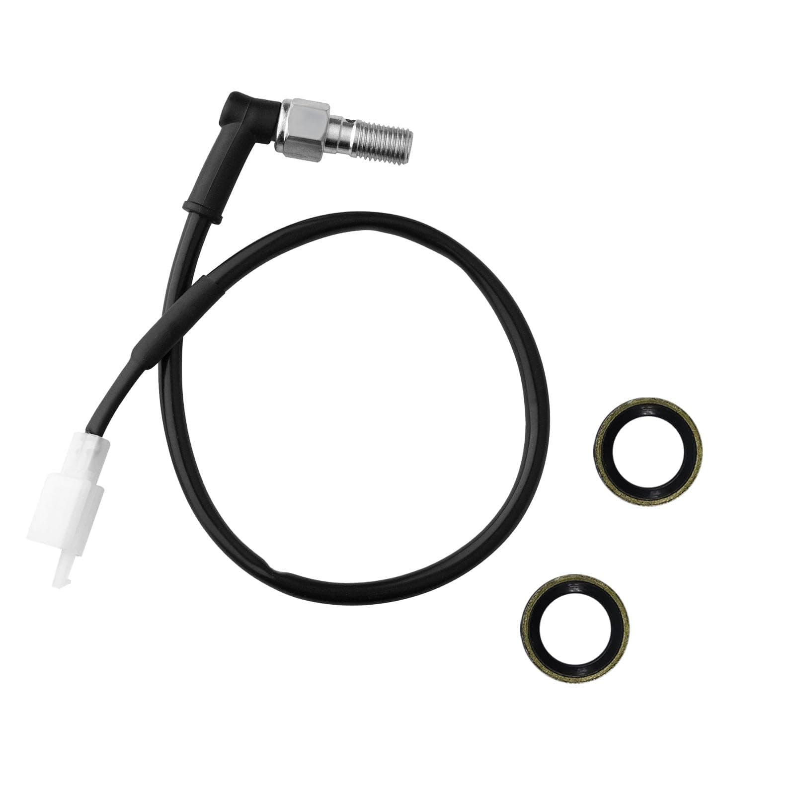 Brake Light Switch for Motorcycle, 10×1mm Hydraulic Brake Pressure Switch with Brake Cables, Universal Rear Brake Stop Light Switch for Motorbike Scooter Dirt Bike ATV (Curved)