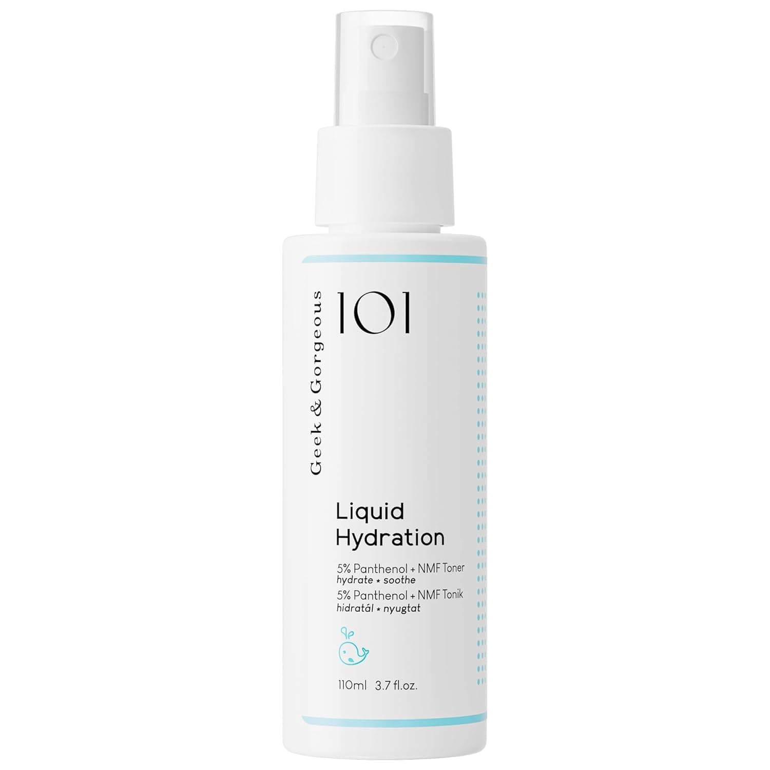 Geek & Gorgeous Liquid Hydration, facial toner spray with 5% panthenol + Natural Moisturising Factors, hydrates & soothes - all skin types, 110ml