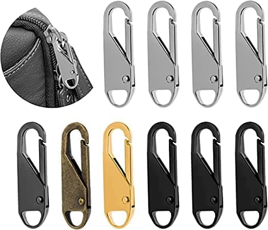 LUXXAMORA (Pack of 8) Zipper Pull Replacement Metal Zipper Gripper Mend Fixer Zipper Tab Pullers Zipper Sliders for Suitcases Coat Boots Jacket Backpacks