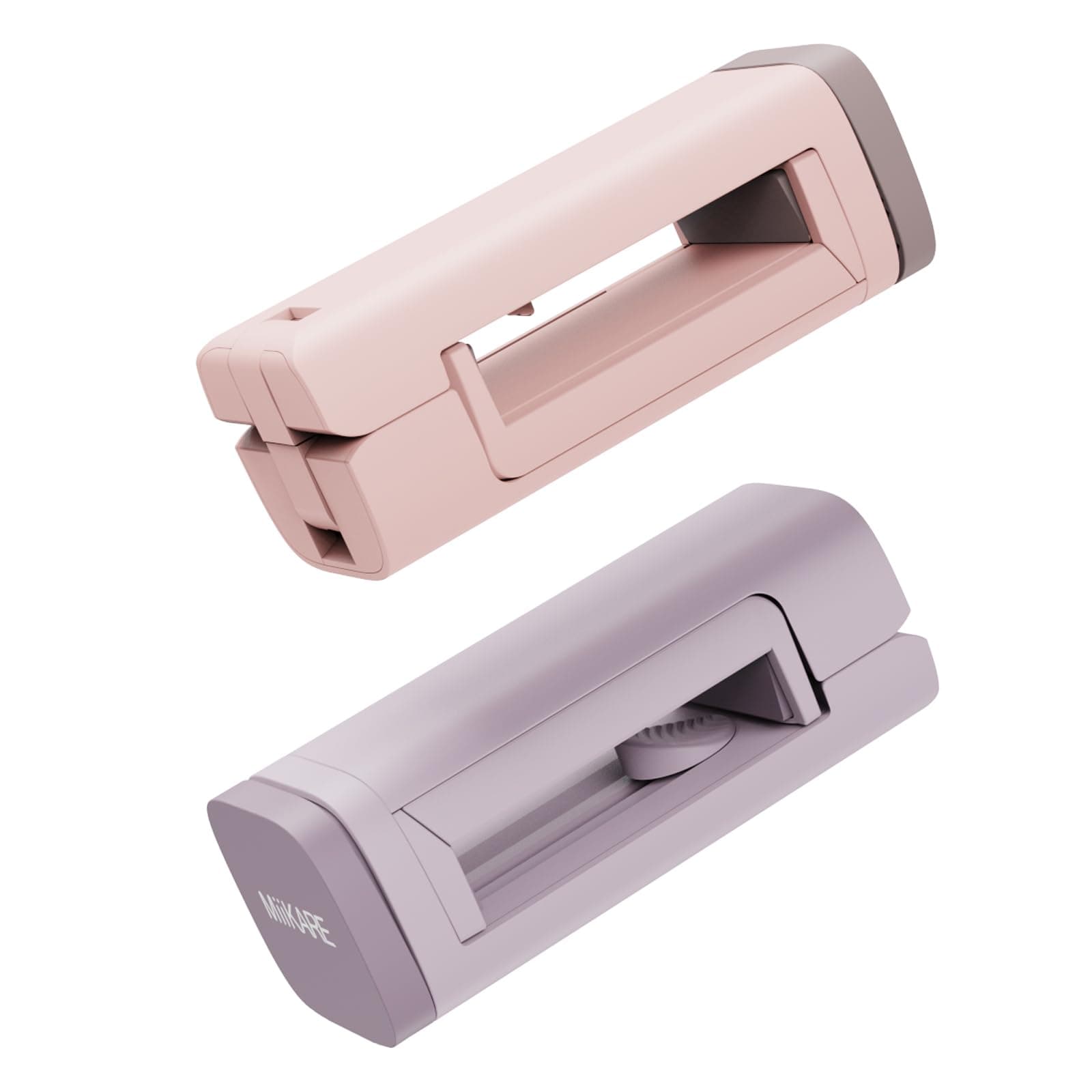 MiiKARE Travel Essentials Airplane Phone Holder, Universal Handsfree Phone Mount for Flying with 360 Degree Rotation, Travel Must Haves Phone Stand for Desk, Tray Table, Purple&Pink