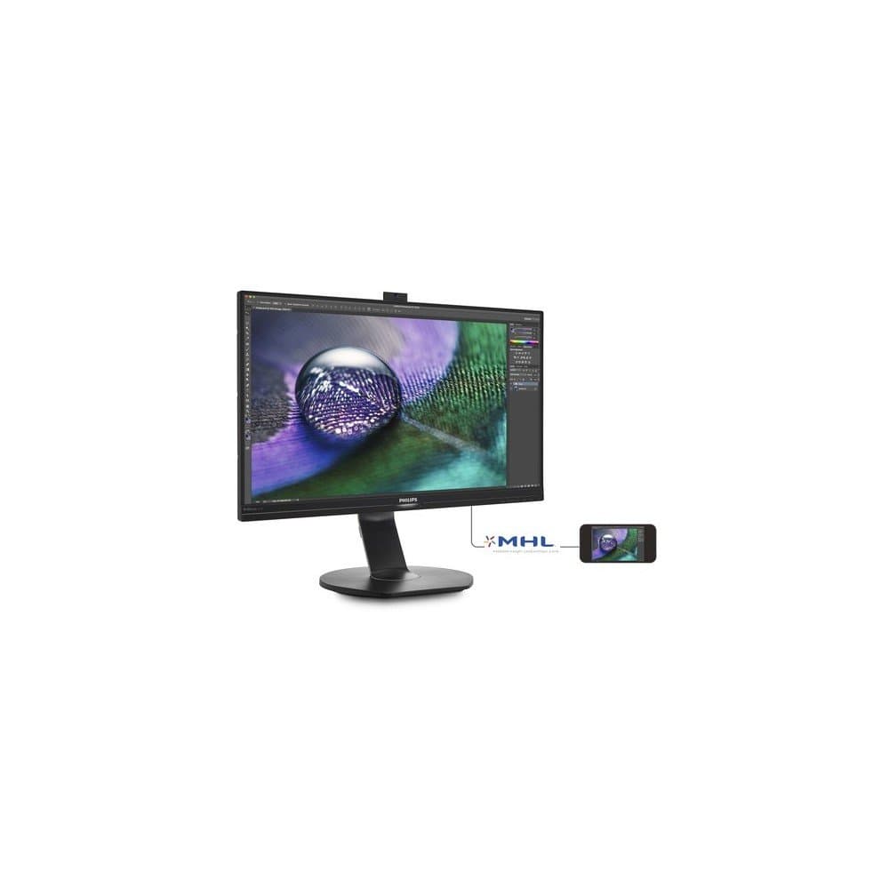 Philips 272P7VPTKEB - 27-Inch 4K UHD Monitor, 60Hz, 5ms, IPS, WebCam, Height Adjust, Speakers (3840 x 2160, 350 cd/m² , VGA/HDMI/DP/Mini DP/USB 3.0/)
