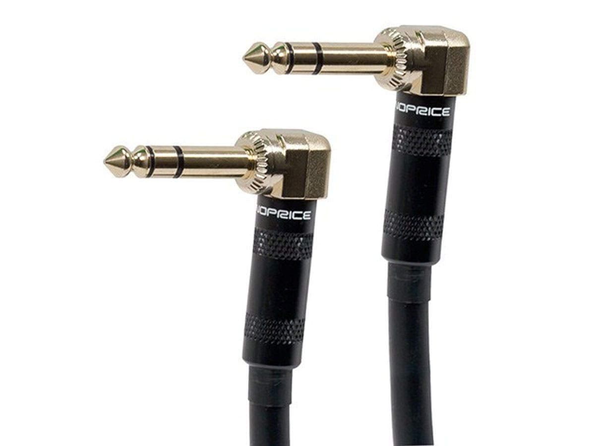 109439 Premier Series 1/4 Inch (Trs) Male Right Angle To Male Right Angle 16Awg Cable Cord - 1.5 Feet- Black (Gold Plated)