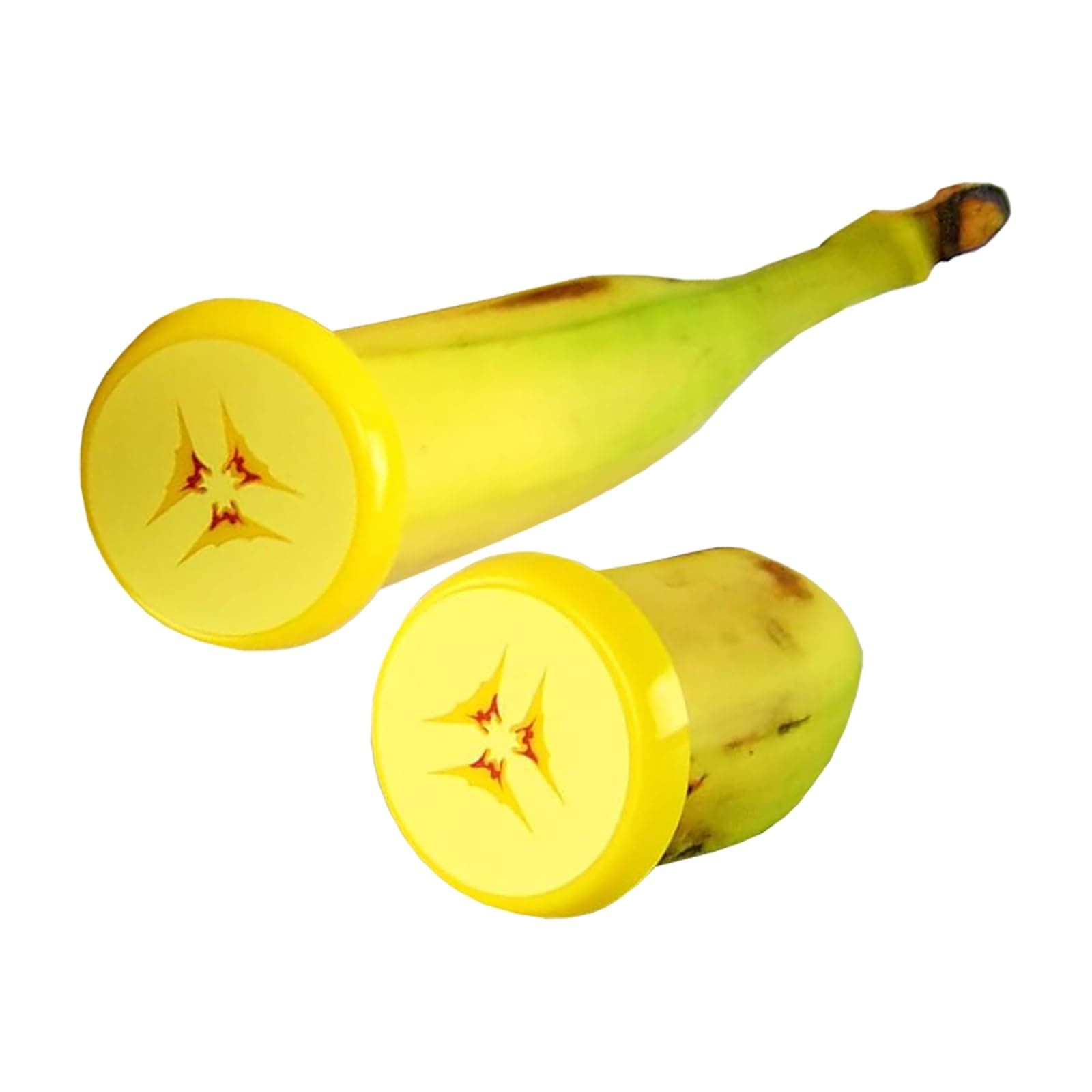 Home-XHome-X Set of 2 Banana Saver Cap - Cute, Portable, BPA-Free Banana Cap to Keep Bananas Fresh - Reusable Produce Keeper Fruit Protector Banana Cover - 2” D x 1” H, Yellow