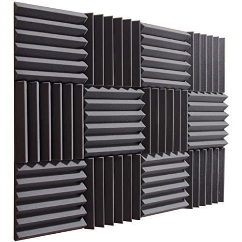 Charcoal - 12"x12"x2" Acoustic Wedge Foam Absorption Soundproofing Tiles - 12 Pack