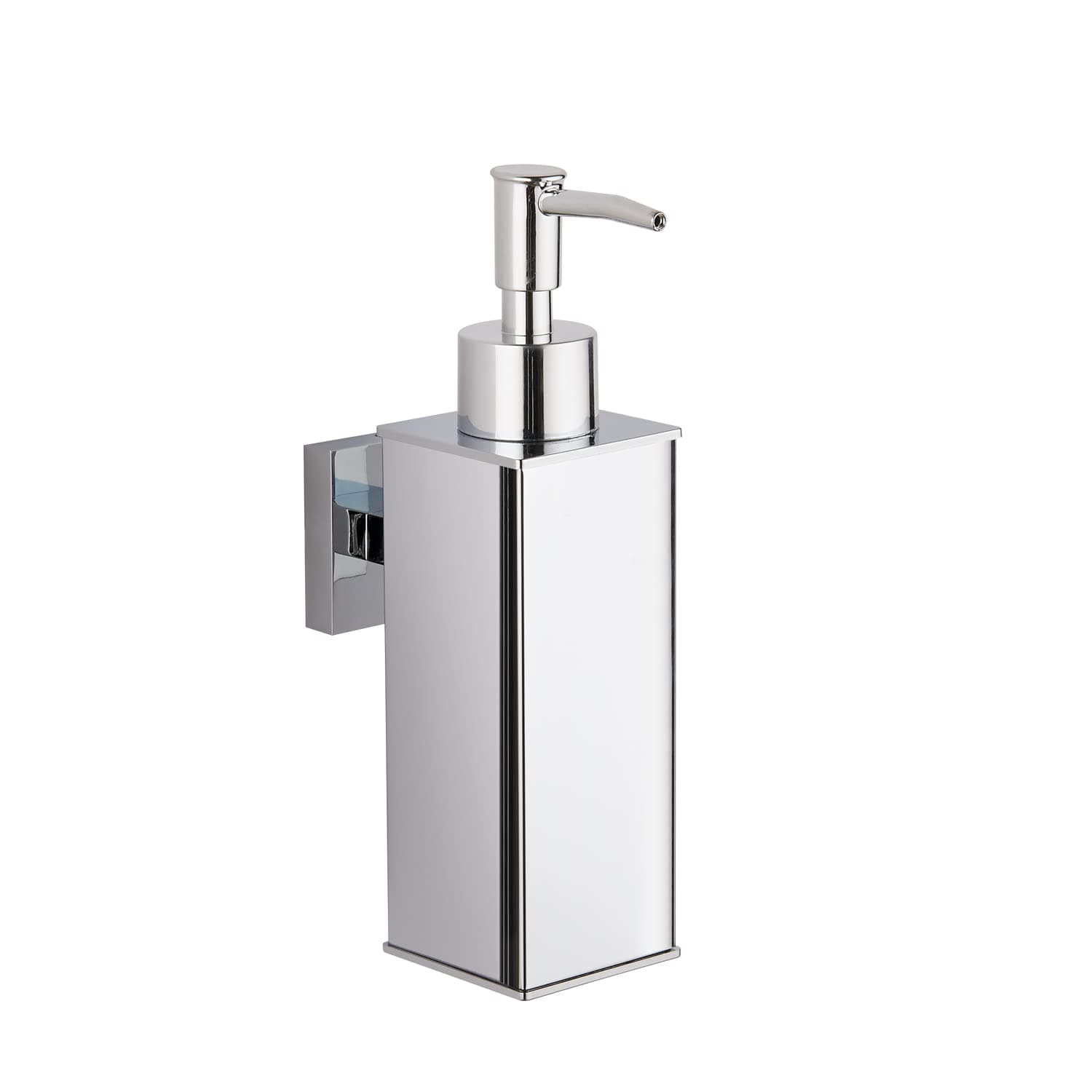 BGL Hand Soap Dispenser Stainless Steel 304 Wall Mount Chrome Soap Dispenser Holder for Bathroom (Chrome, Square)