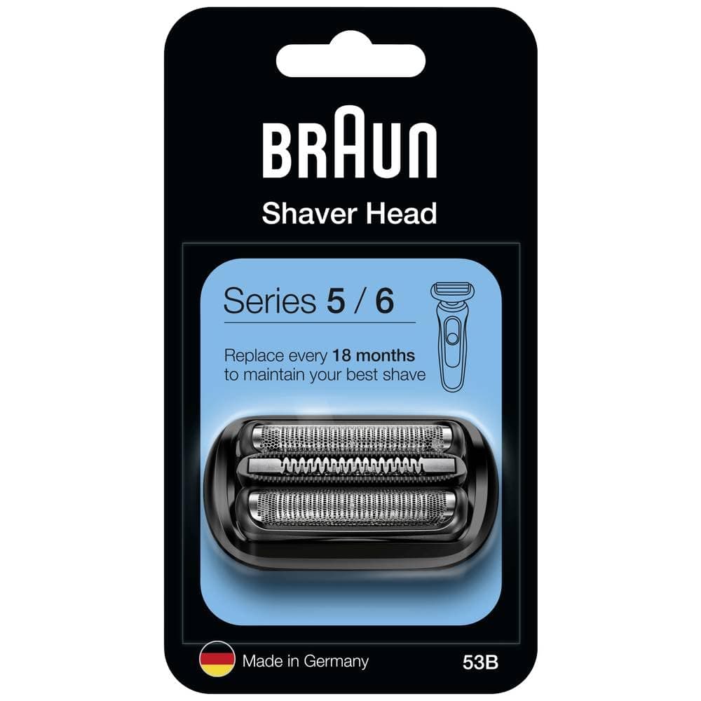 Braun Series 5 Electric Shaver Replacement Head, Easily Attach Compatible Head for New Generation Series 5/6 Shavers, 53B, Black