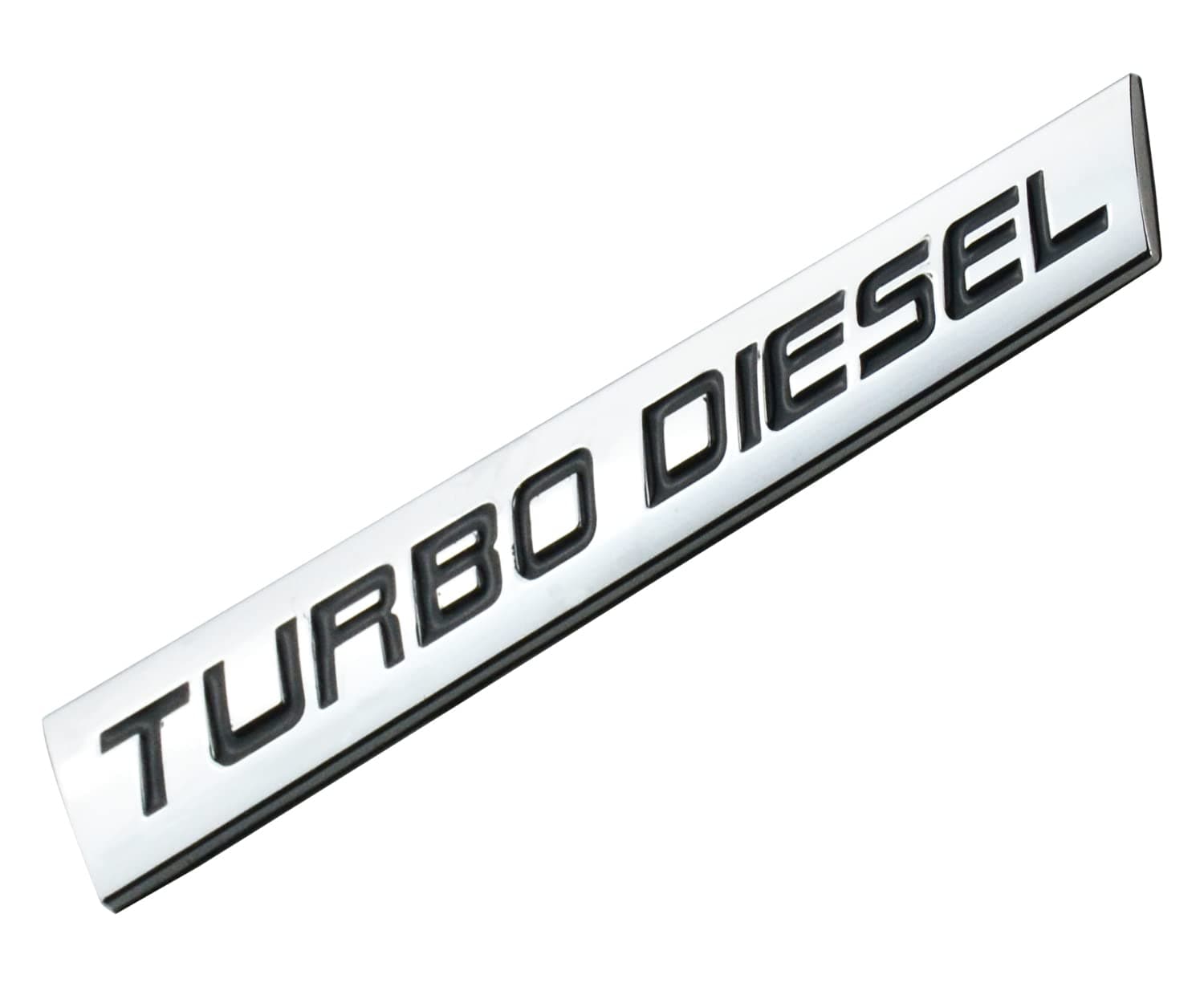 EmbRoom Chrome Finish Metal Emblem Turbo Diesel Badge (Red Letter) (Chrome Black)