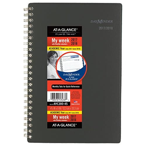 AT-A-GLANCE Academic Weekly / Monthly Planner, July 2017 - June 2018, 4-7/8" x 8", DayMinder, Charcoal (AYC20045)