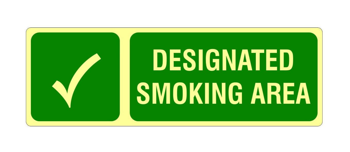 Mintkraft"Designated Smoking Area" Sign Foam Sheet, Glow in Dark, UV Vinyl, Self-Adhesive, Indoor and Outdoor Use, 12 inches x 4 inches