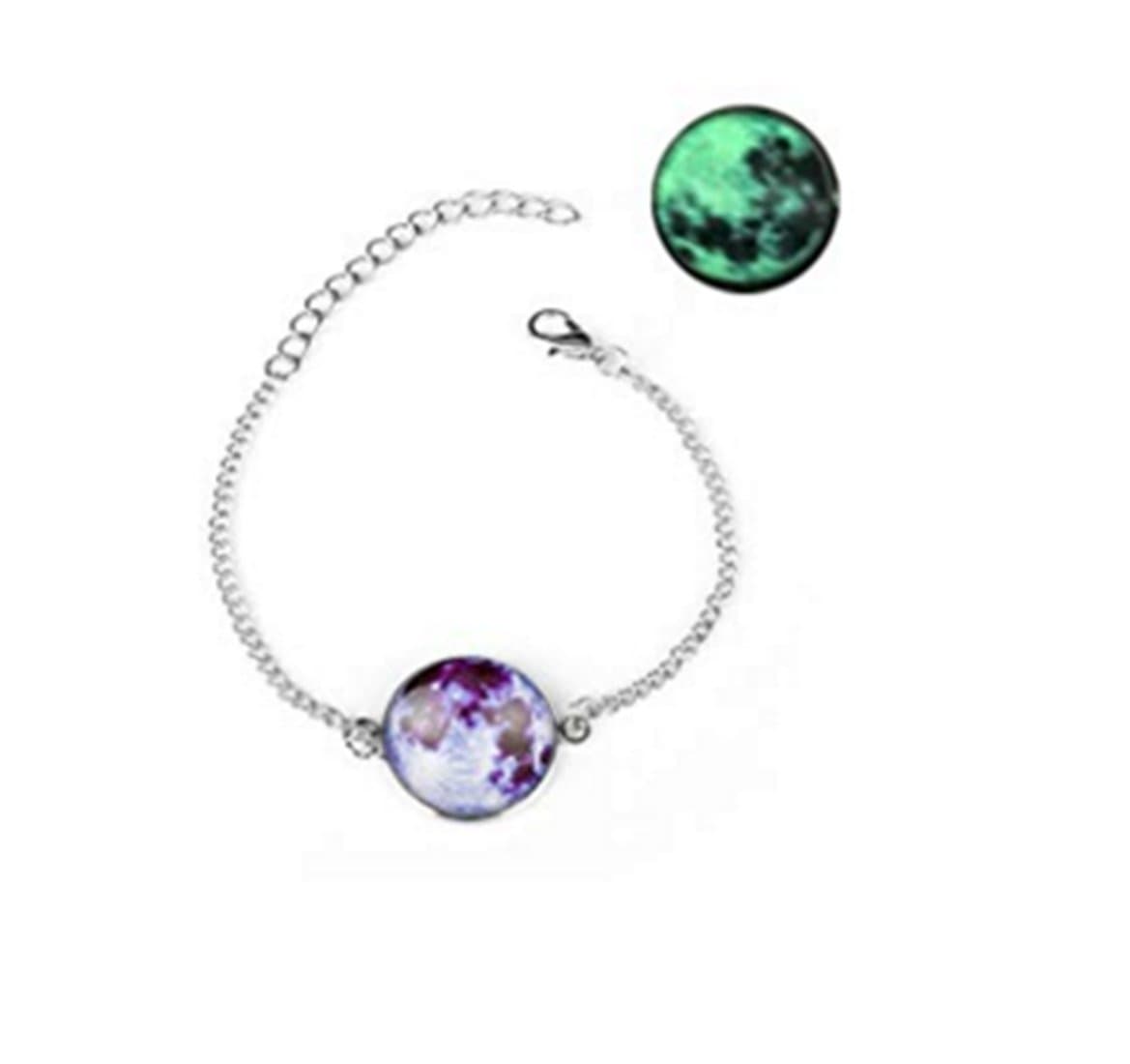 Glow in the dark Jewelry Full Moon Bracelet Art Photo Glass Dome Glowing Bracelets