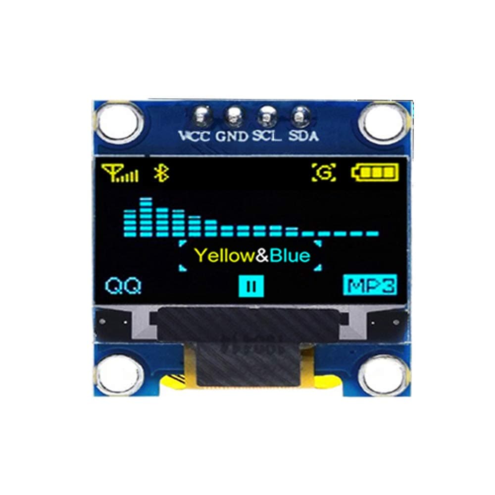 0.96 OLED Display Module, FBHDZVV 128 x 64 Pixel IIC 12864 OLED Yellow Blue I2C 0.96inch OLED Display IIC Serial with SSD1306 Chip Compatible with Raspberry Pi