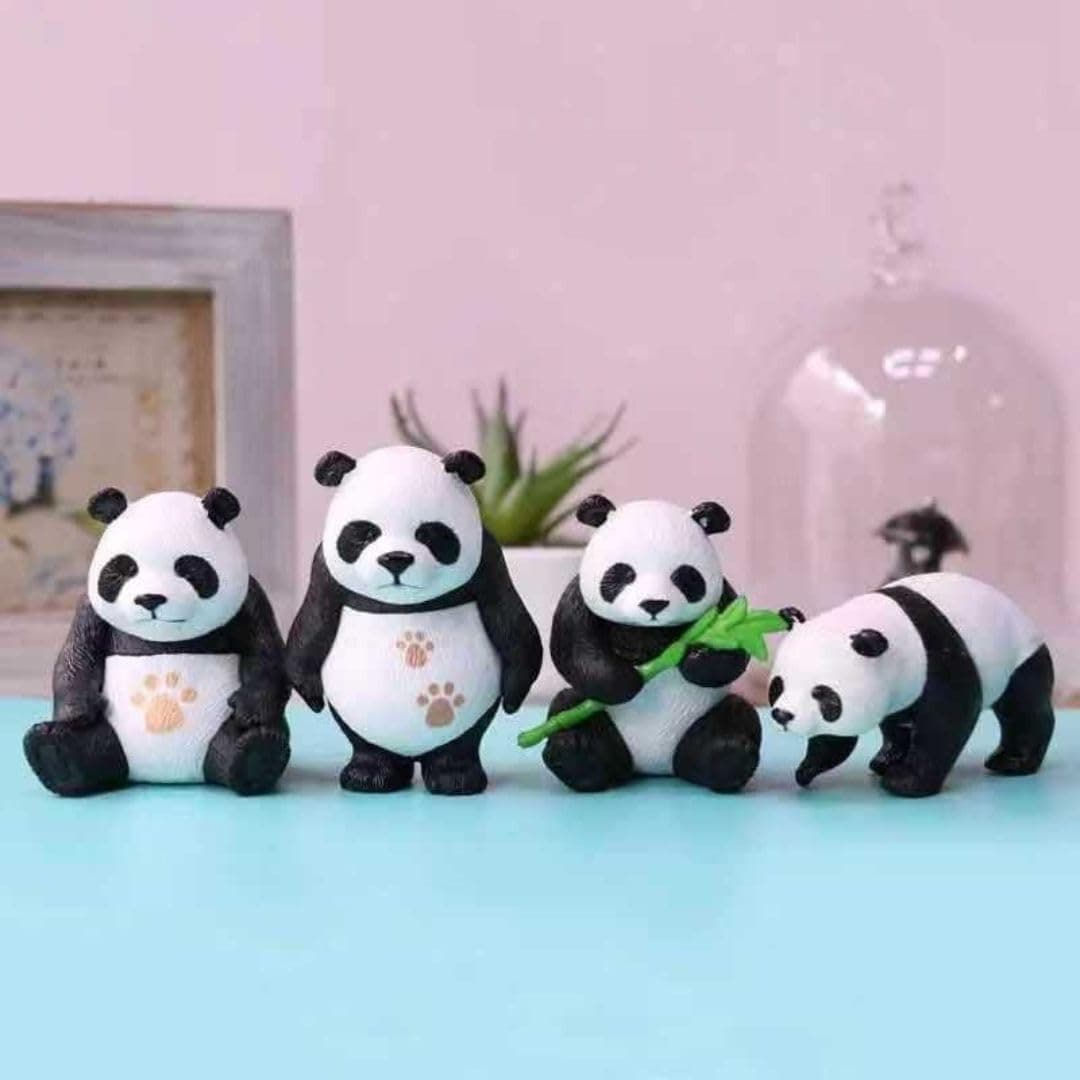 SATYAM KRAFT 1 Set Panda Miniature Set for Unique Gift, Home, Bedroom, Living Room, Office, Restaurant Decor, Showpiece, Figurines and Garden Decor Items(Multicolor) (Poly Resin) (Pack of 1 Set)
