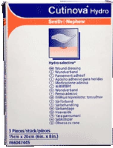 Smith & Nephew Cutinova Hydro-selective Dressing 6" x 8", Self-adhesive, Semi-transparent, Water-proof and Bacteria proof, Polyurethane Matrix, Flexible (Box of 3 Each)