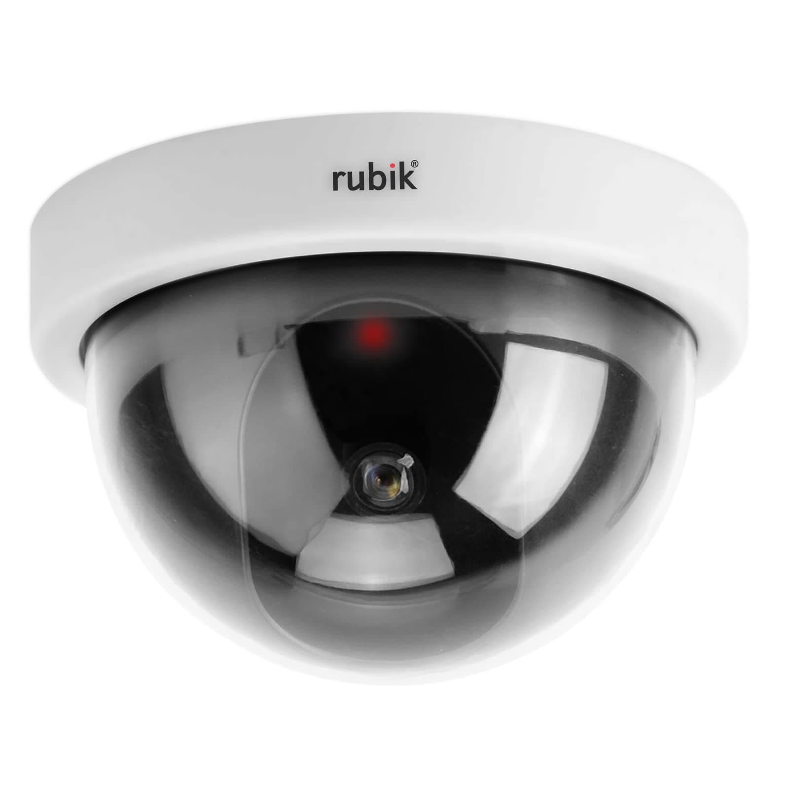 Rubik Dummy CCTV Dome Camera with Red LED Light, Fake Surveillance Simulation Camera Security Indoor Dome Camera with LED Light (White)