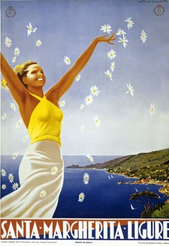 Affiche Prints T7 Vintage 1950's Italy Santa Margherita Liguria Italian Travel Poster - A2+ (610 x 432mm) 24" x 17"