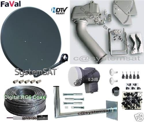80cm MOTORISED SATELLITE DISH DiSEqC 1.2 MOTOR + 0.2dB LNB - Dark Grey Dish