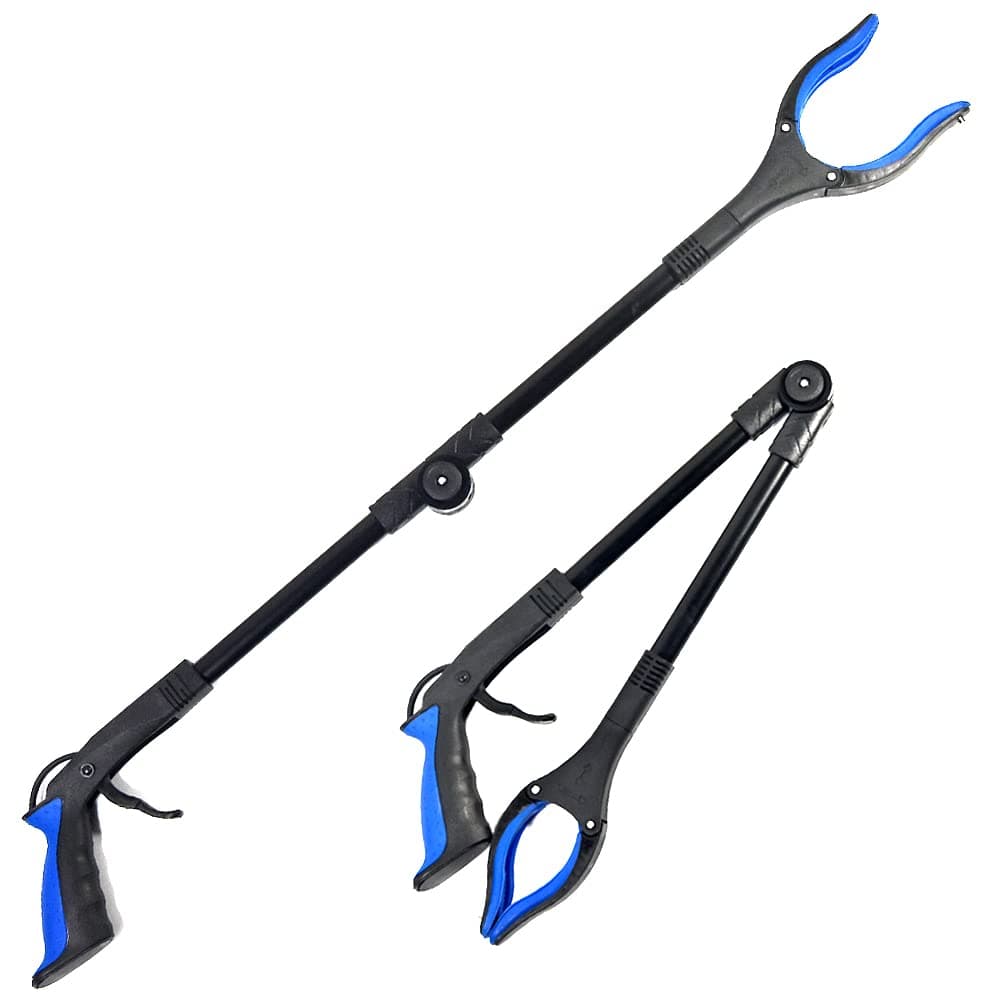 Fish Tank Accessories - 31" Aquarium Tweezers Grabber for Aquarium Landscaping Decoration Grab and Place Garbage Cleanup Foldable Gripper Multi-Function Mobility Aid Reaching Assist Tool(Blue)