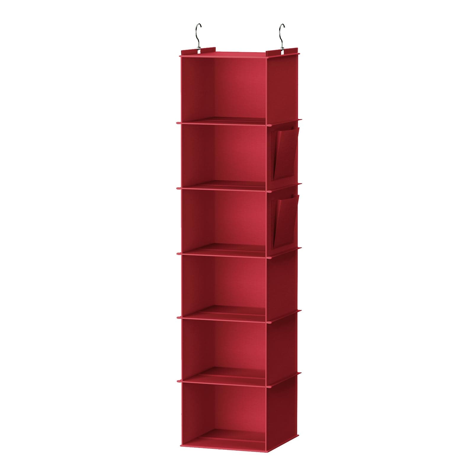 YOUDENOVA Hanging Closet Organizer and Storage, 6-Shelf Closet Hanging Storage Shelves, Dark Red