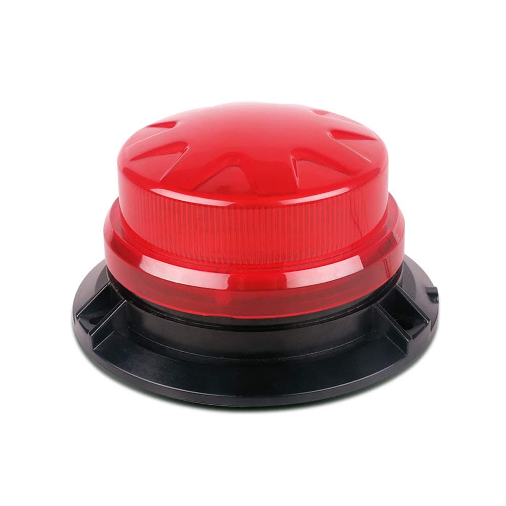 LED Strobe Light 12V-24V Red 12 LEDs Rotating Flashing Warning Safety Flashing Beacon Lights with Magnetic and 16 ft Straight Cord for Vehicle Forklift Truck Tractor Golf Carts UTV Car Bus (red)