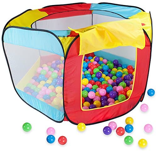 Imagination Generation Pop Up Ball Pit Tent with 200 Ball Pit Balls & Carrying Case – Kids Activity Playhouse with Crushproof Plastic Balls