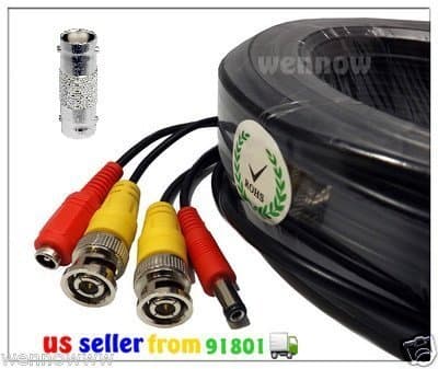 WennoW 100FT Extension BNC Male Cable for KGuard Indoor Outdoor CCTV Security Camera kit NS801-4CW214H