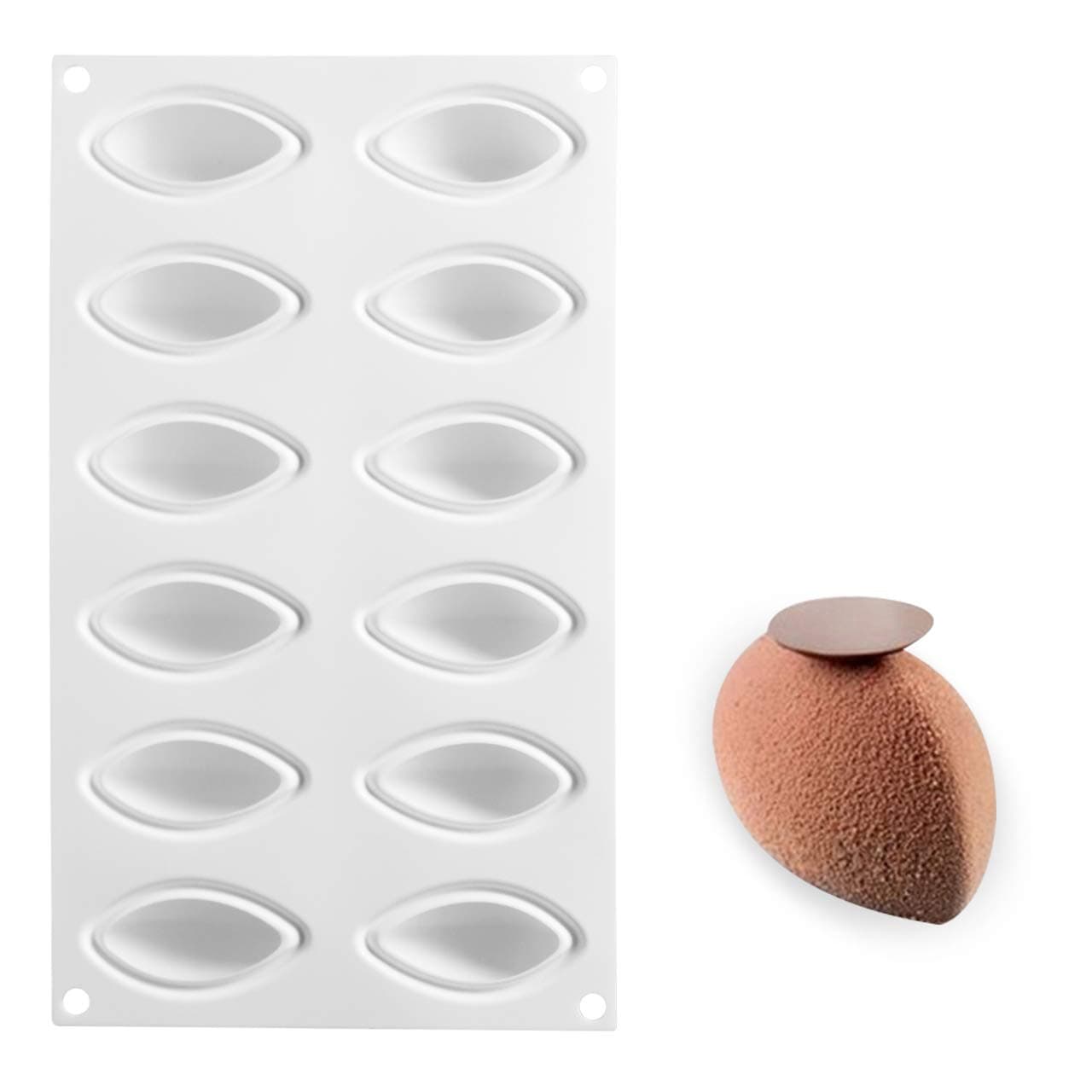 Cake Dessert Mousse Cake French Mousse Mould White Silicone Gel Molds.Household High Temperature Patisserie Mould Mousse.(White 12 Link Shell Silicone Gel Molds).