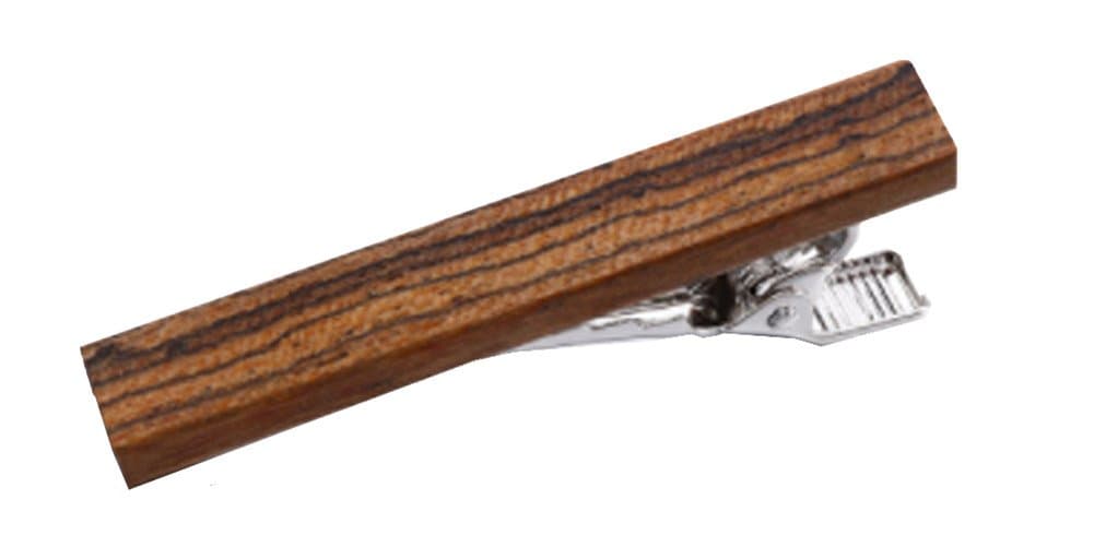 Stainless Steel Bow Wood Tie Clip by D&L Menswear