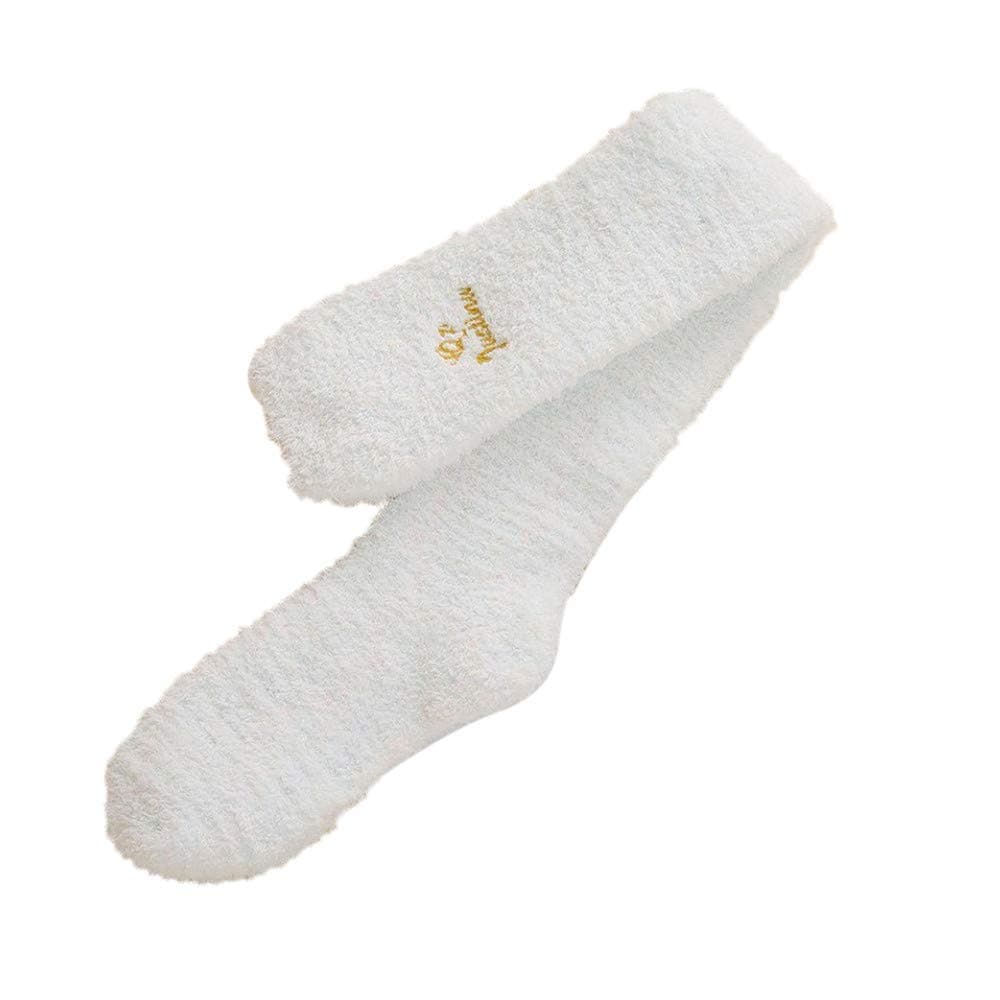 Bobopai Women Teen Girls Over Knee High Fuzzy Socks Embroidery Fluffy Long Stockings (Blue)