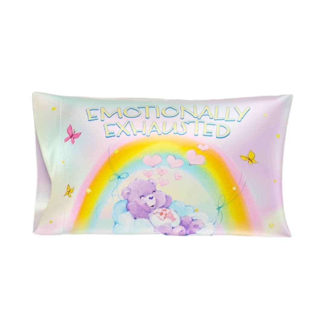 Care Bears Classic Retro Beauty Silky Satin Standard Pillowcase Cover 20x30 for Hair and Skin, (Official Licensed Product) by Franco Collectibles