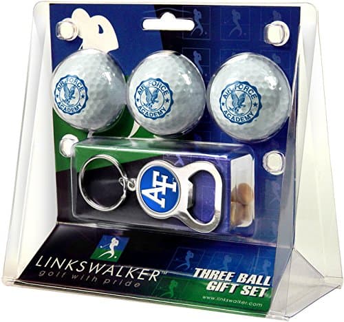 LinksWalker Collegiate 3 Golf Ball Gift Pack with Team Logo Keychain Bottle Opener