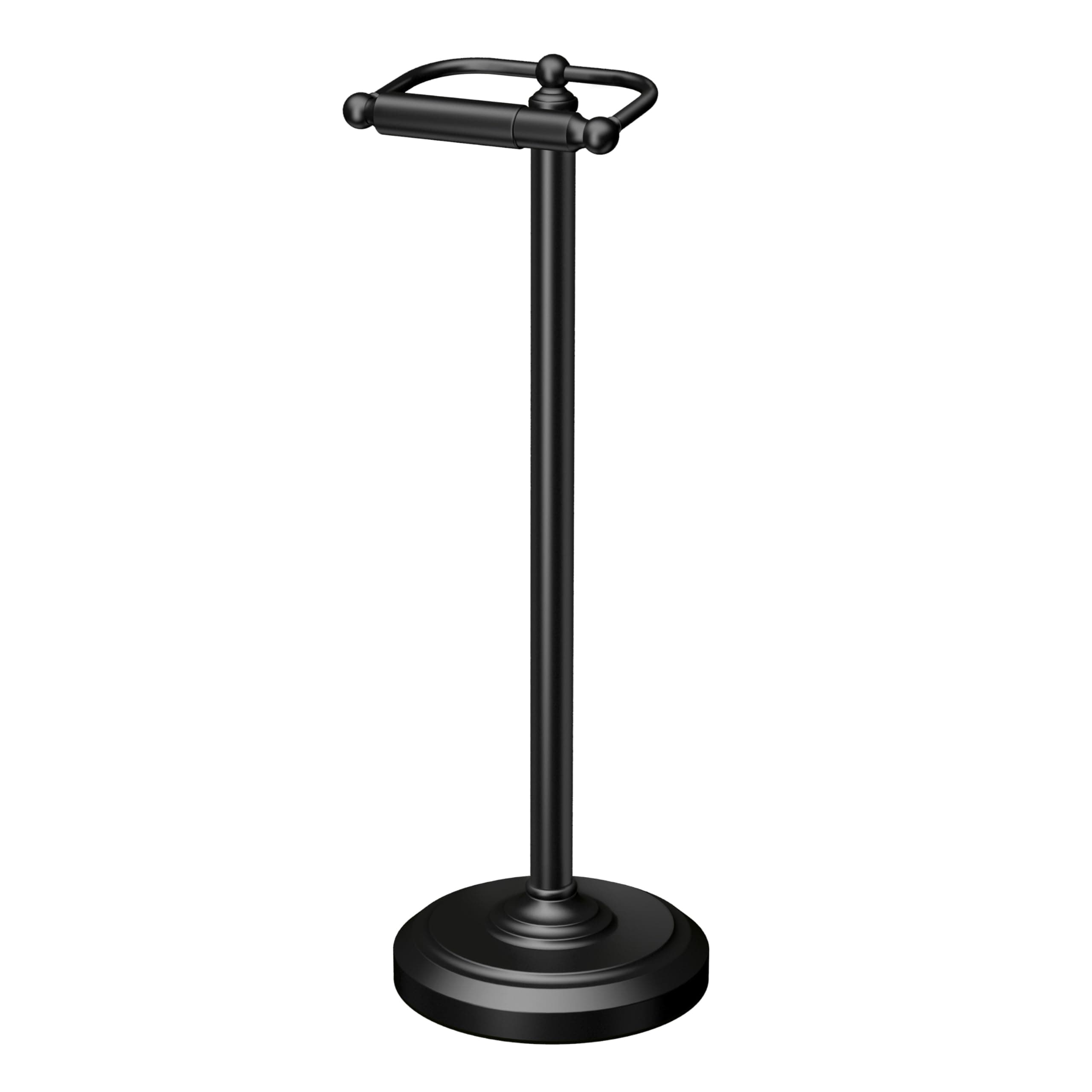 Gatco 1436MX Toilet Paper Holder Stand, Weighted Base, Matte Black, Freestanding Bathroom Floor Stand, 22 Inch