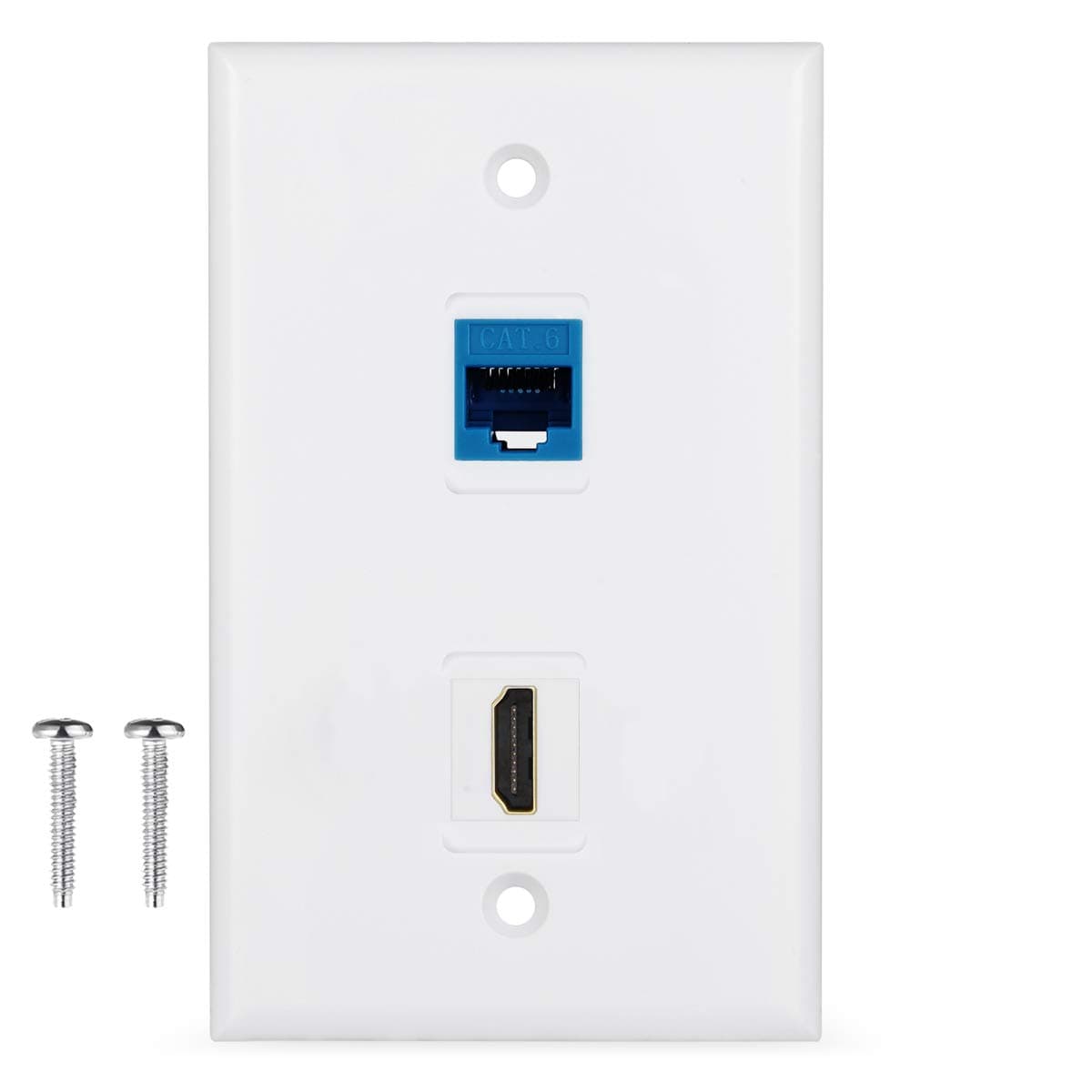 HDMI and Ethernet Wall Plate - 4K HDMI RJ45 Cat6 Ethernet Wall Plate Female to Female for HDTV …