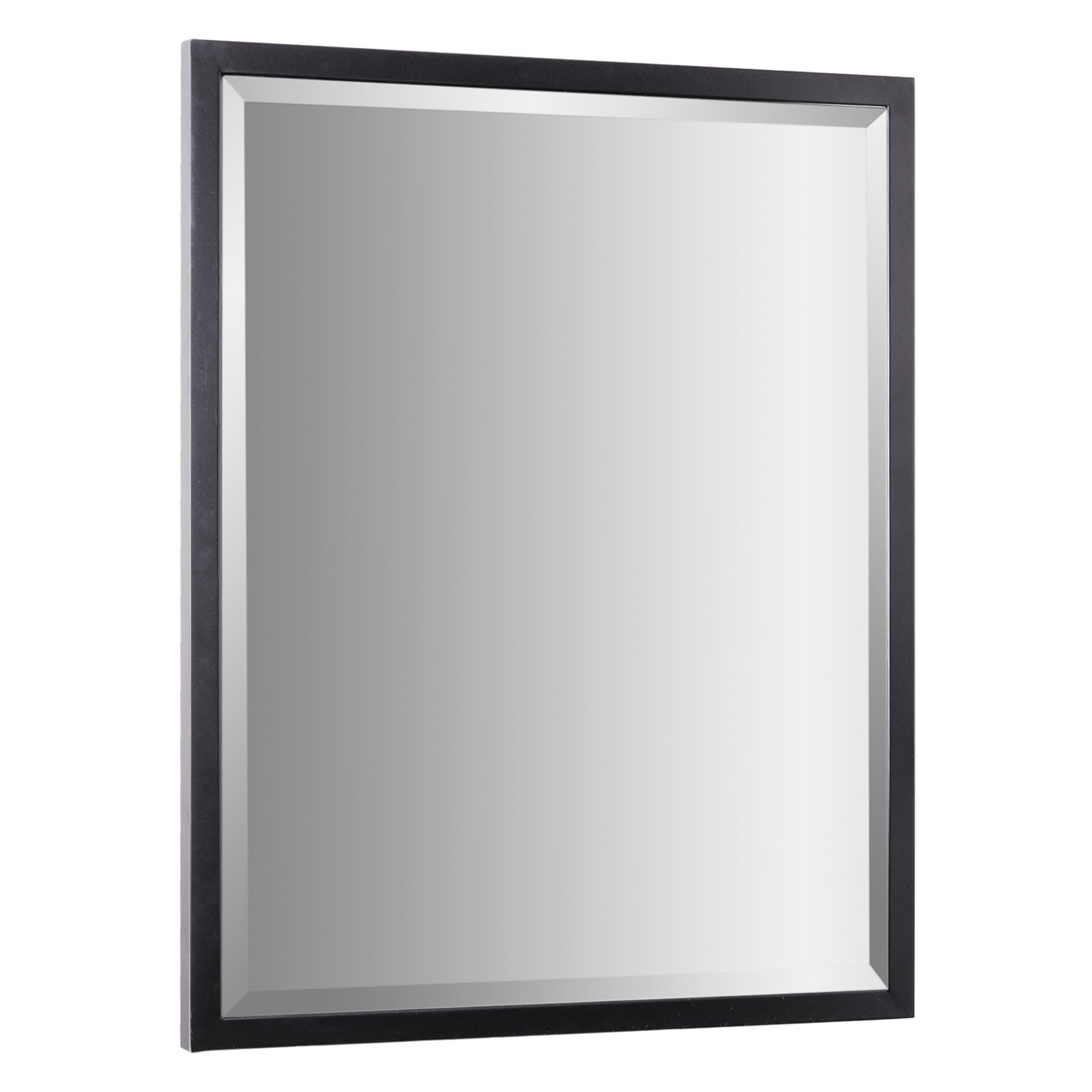 Head West Black Iron Metal Framed Beveled Edge Rectangular Vanity Mirrors, Bathroom Mirrors, Wall Mount Mirrors, Living Room Mirrors - 24" x 30"