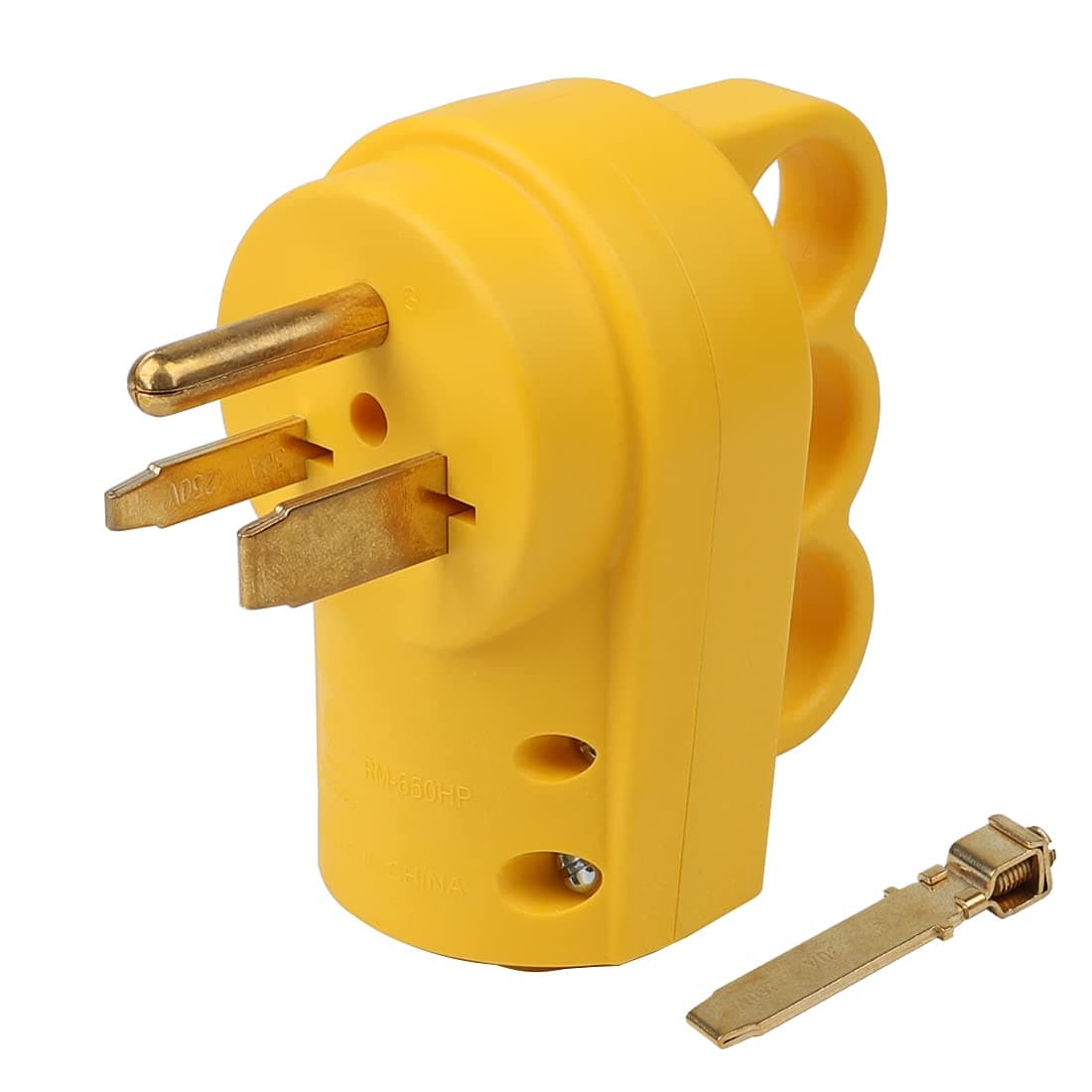 Nema 6-30P/Nema 6-50P 30A/50A 250V Welder Rewirable Power Plug, Nema 6-30P Straight Blade Connectors ETL Listed, 30A 50A Welder AC Plug, with an Extra Metal Terminal Included.