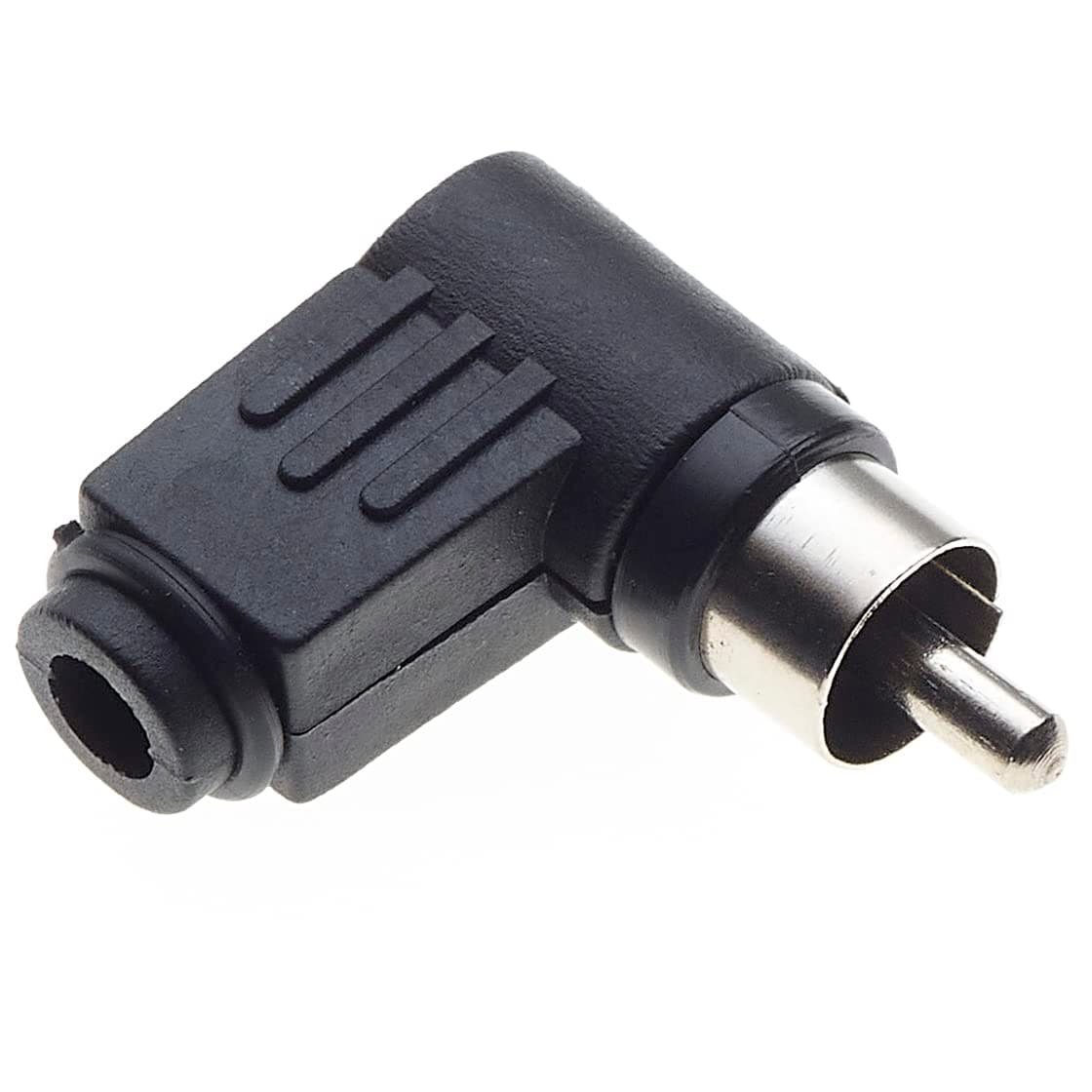 Keple Angled Phono Plug With Nickel Plated Pins And Black Plastic Housing, Pack Of 10 - Male 90 Degrees, Right Angle Plug Terminal Audio Video Connector Speaker Wire Adapter