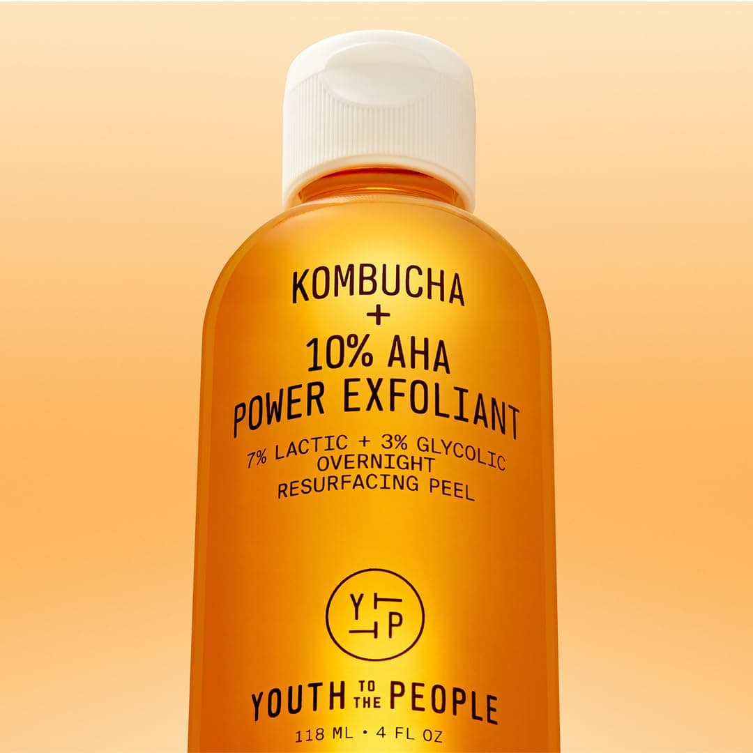 Youth To The People Kombucha + 11% AHA Exfoliation Power Toner - Vegan Glycolic Acid + Lactic Acid Facial Toner - Minimize Appearance of Pores for Smooth Texture - Kombucha Skincare Clean Beauty (4oz)