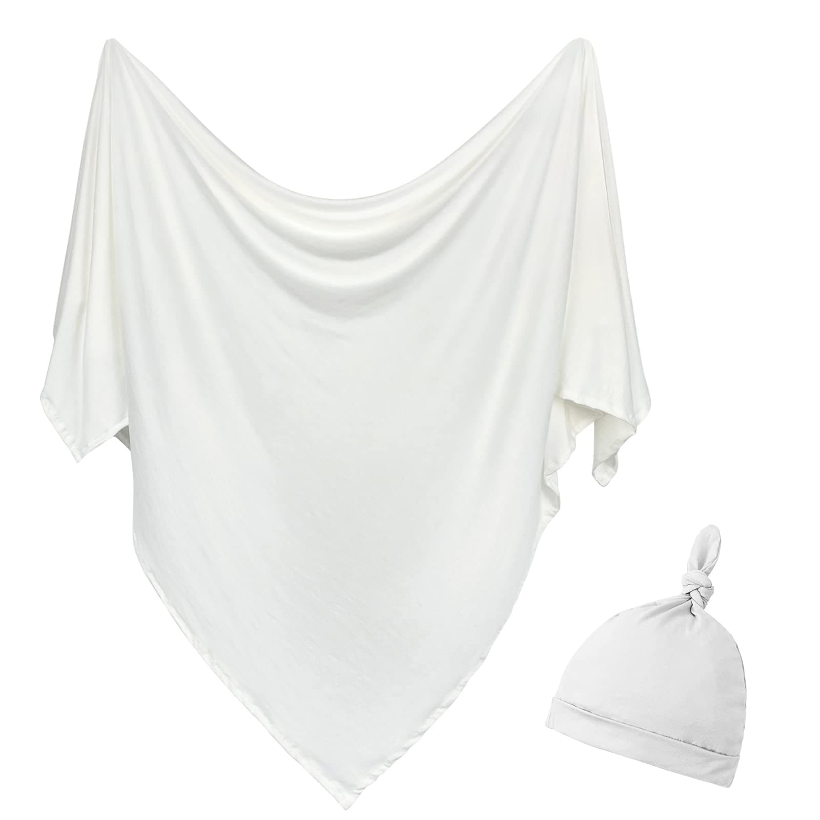 OWLOWLA Newborn Swaddle Set Stretch Wrap Swaddle Receiving Blanket for Baby Boy Girl(Ivory-rm)