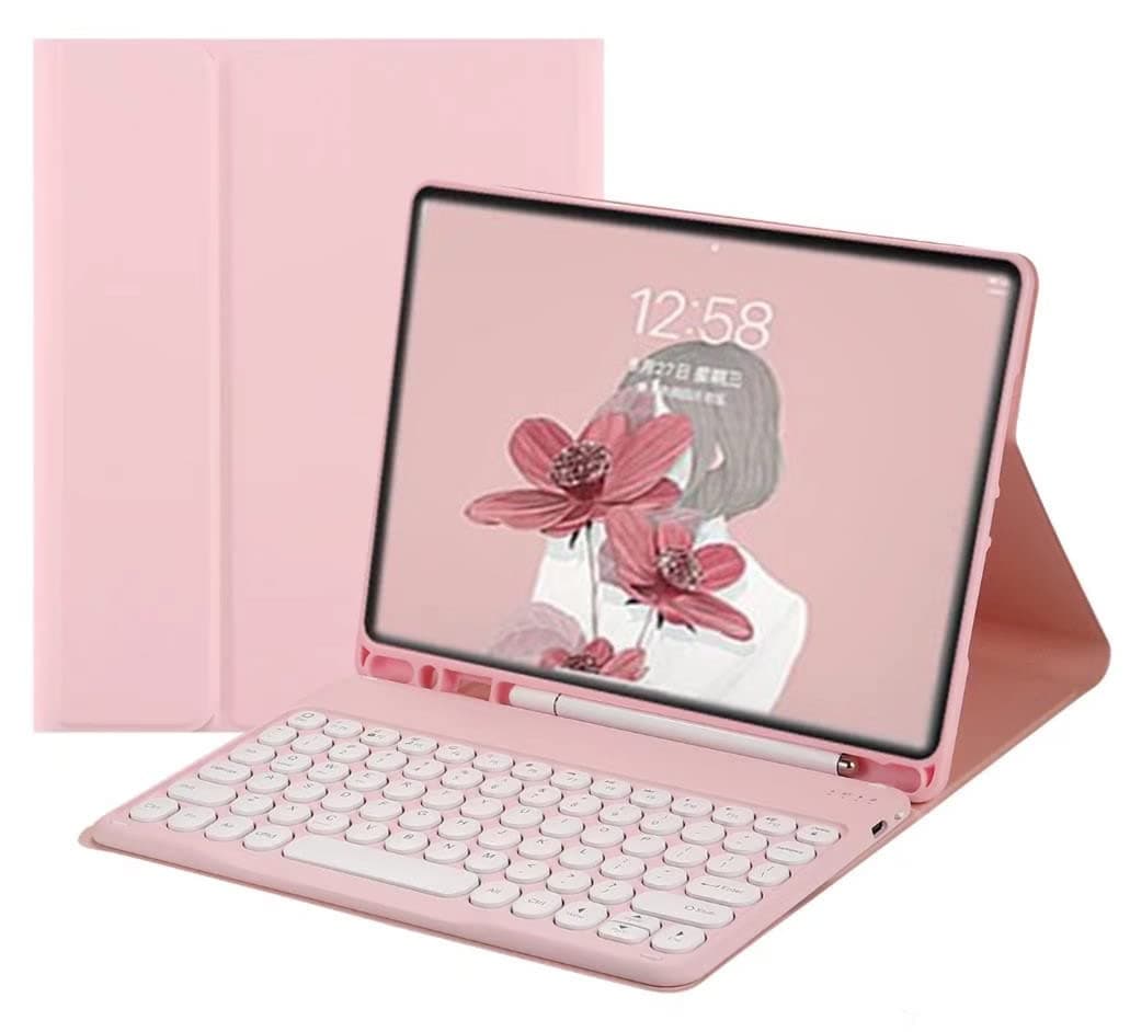Galaxy Tab S6 Lite 2024/2022/2020 Keyboard Case with S Pen Holder, Magnetic Detachable Round Keys Keyboard Case for S6 lite (SM-P620/P625/P613/P619/P615/P610) (Pink)