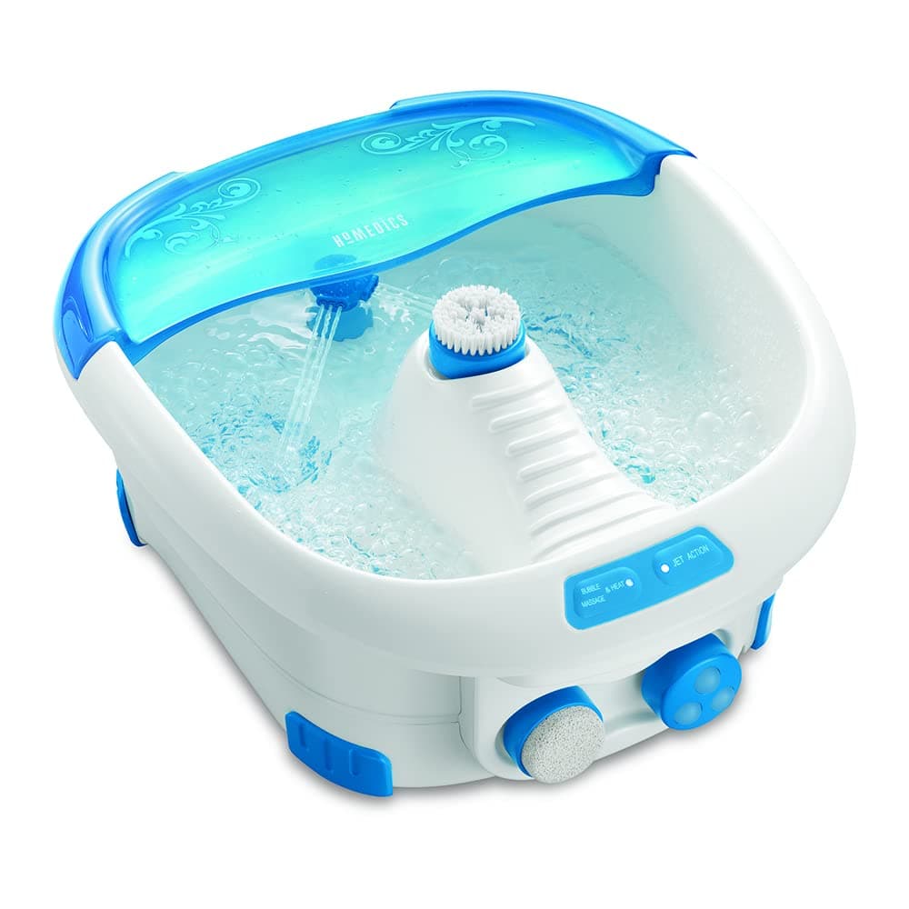 HoMedics Heated Foot Spa, Foot Bath with Invigorating Bubbles and 6 Hydrotherapy Jets, Spinning Pedicure Center with 3 Attachments