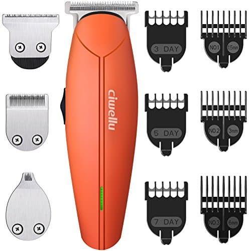 Ciwellu Beard Trimmer Kit Hair Clippers Cordless Clipper USB Rechargeable Multi-functional Body Grooming Kit of Mustache Trimmer, 7 Precision Length Settings Combs, Orange
