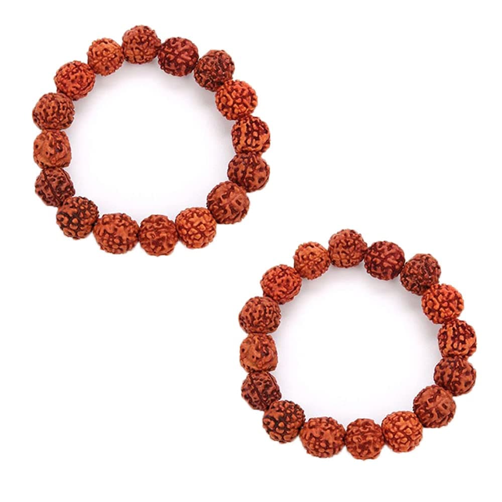Original 5 Mukhi Nepal Rudraksha Bead Elastic Bracelet (Pack of 2) Daily Fashion Wear