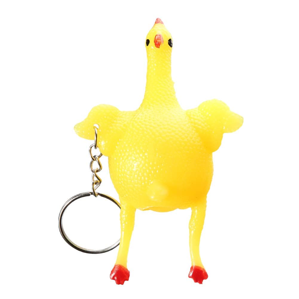 Eqxinfeng Squeeze Chicken Laying Egg Keychain,Stress Relief Vent Tricky Toys Gag Gift,Chicken Key Chain Keyring Bag Wallet Pendant, Yellow, 9cm x 6cm/3.54" x 2.36" (Approx.)