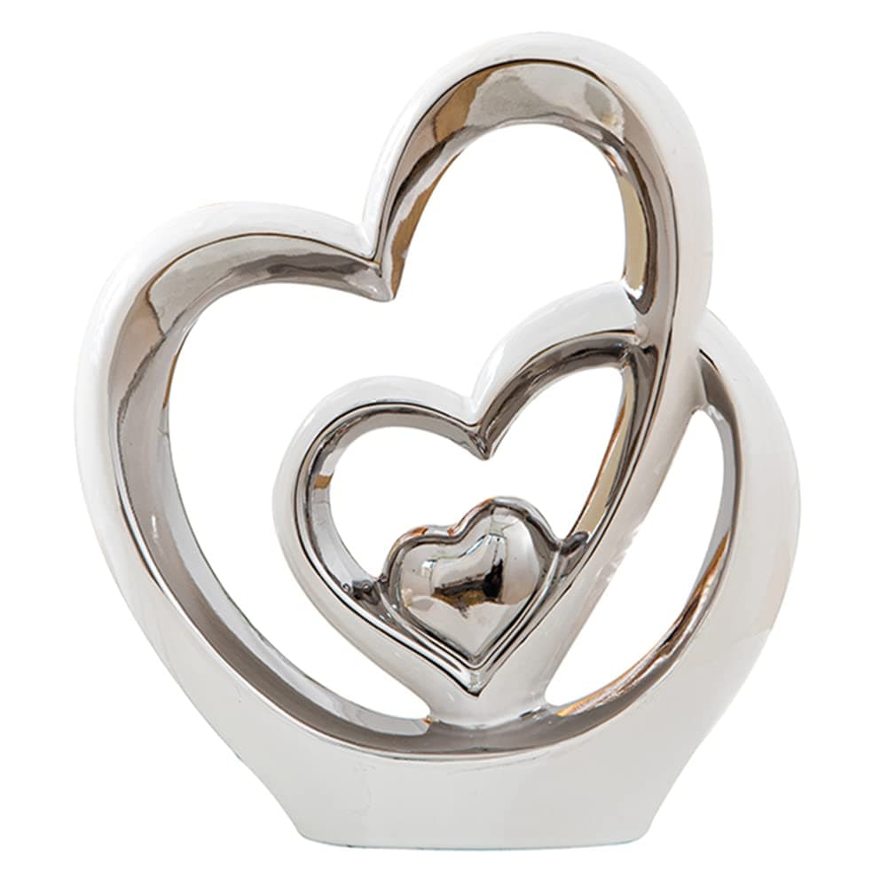 Anding Home Decoration Modern Art Statue Porcelain Sculpture New Year Gift Gold Decorative Living Room Office Centerpiece (A817White)