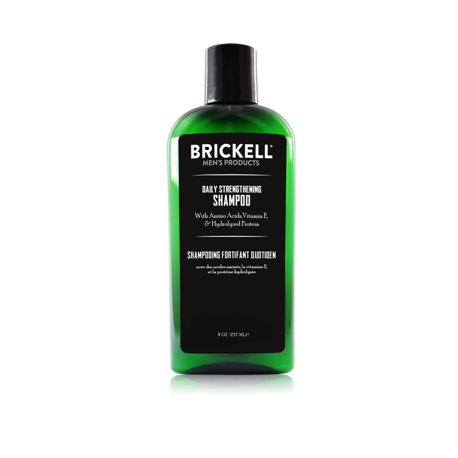 Brickell Men's Products Daily Strengthening Shampoo for Men, Natural and Organic Featuring Mint and Tea Tree Oil To Soothe Dry and Itchy Scalp, Sulfate Free and Paraben Free, 8 Ounce, Scented