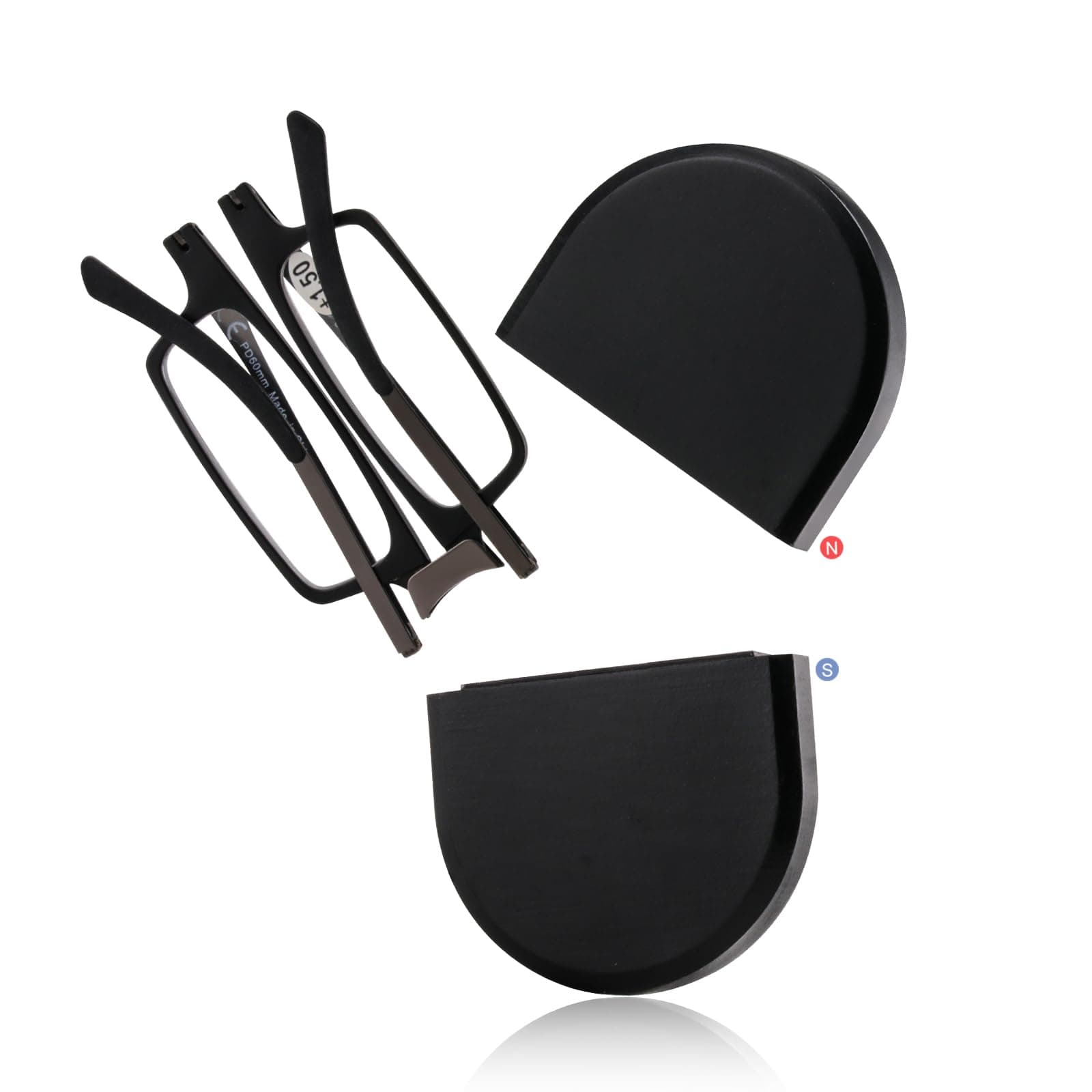 SKYOAK Durable Evolved Case Ultralight and Thin Folding Reading Glasses Flat Foldable Readers for Men Women Compact Magnetic Eyeglass Case Portable Rectangle(Black, 3.0)