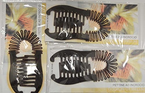 3 sets of Interlocking Banana Combs Hair Clip French Side Comb Holder 80's 90's Soft and Bendable Plastic Updo Hair Clip (Deep Brown)