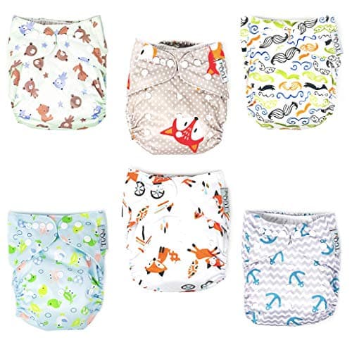 Tgq Kidz Reusable Newborn Cloth Diapers That Transform to Reusable Training Pants 6 Cloth Diaper Covers with 6 Reusable Diaper Inserts (Goober Essentials)