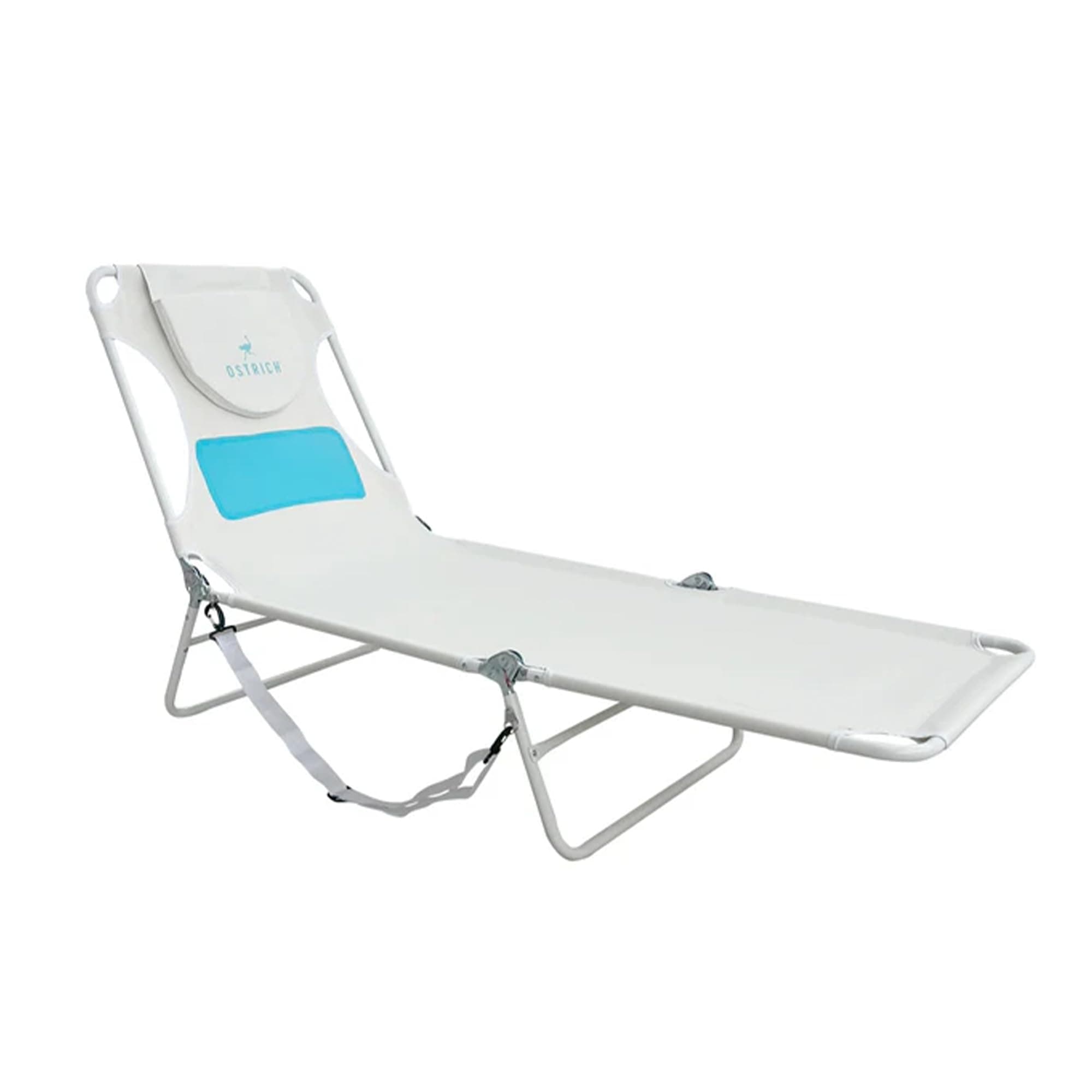 Ostrich the Ladies Comfort Lounger with Chest Support, Foldable and Portable Reclining Outdoor Patio Beach Lawn Camping Pool Tanning Chair, White
