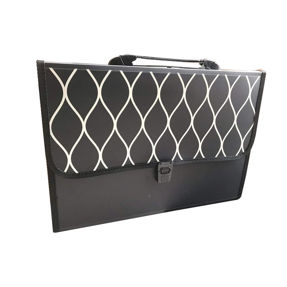 Full Expanding A4 Document Organizer with 13 Pockets, Handle, Index Tab [ Black]