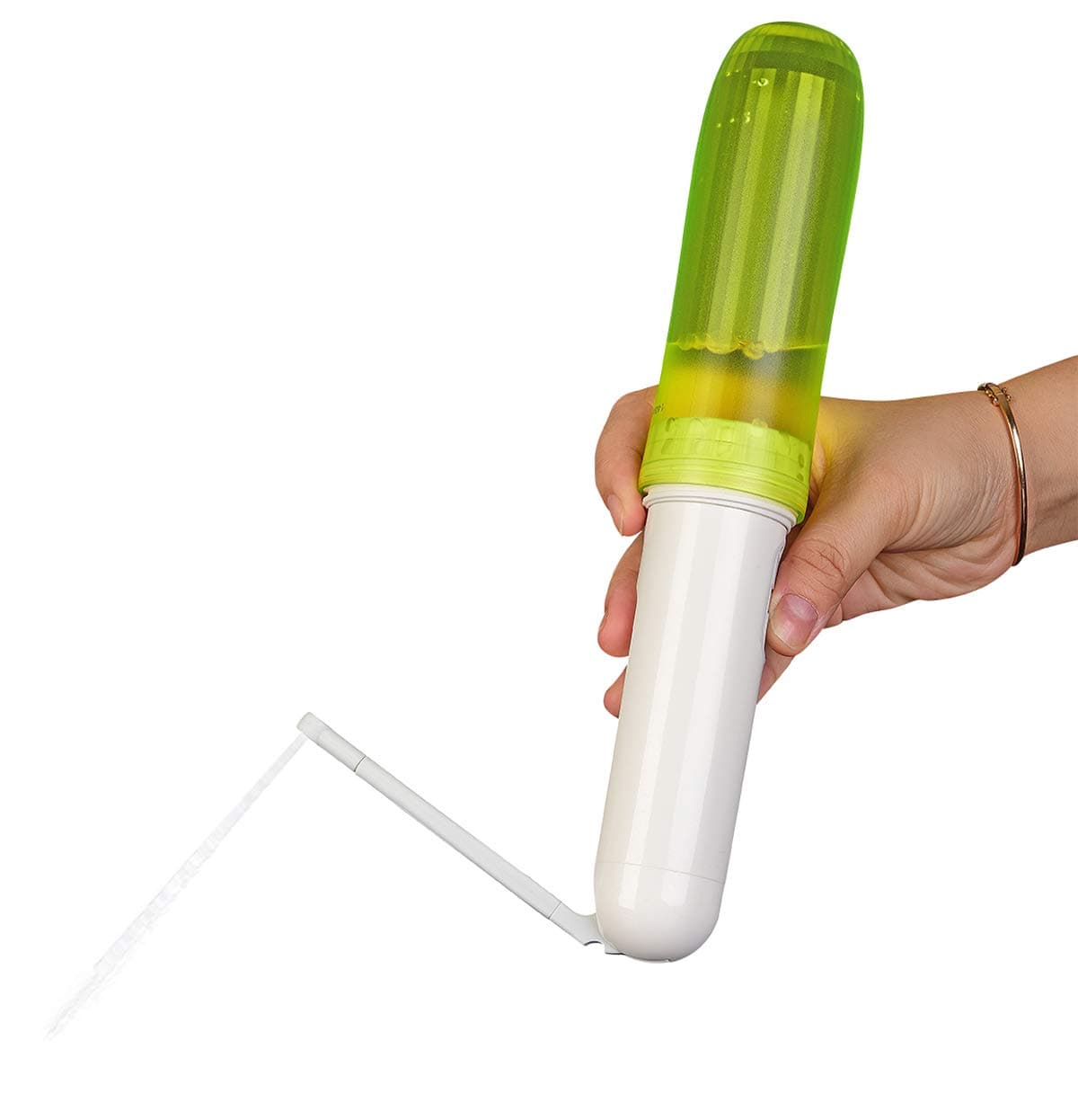 3nd Generation Portable Travel Electric Bidet Sprayer with 180° Adjustable Nozzle and Water's Velocity Control, for Personal Care, Disability, Traveling, Outdoors, Postoperative- White&green